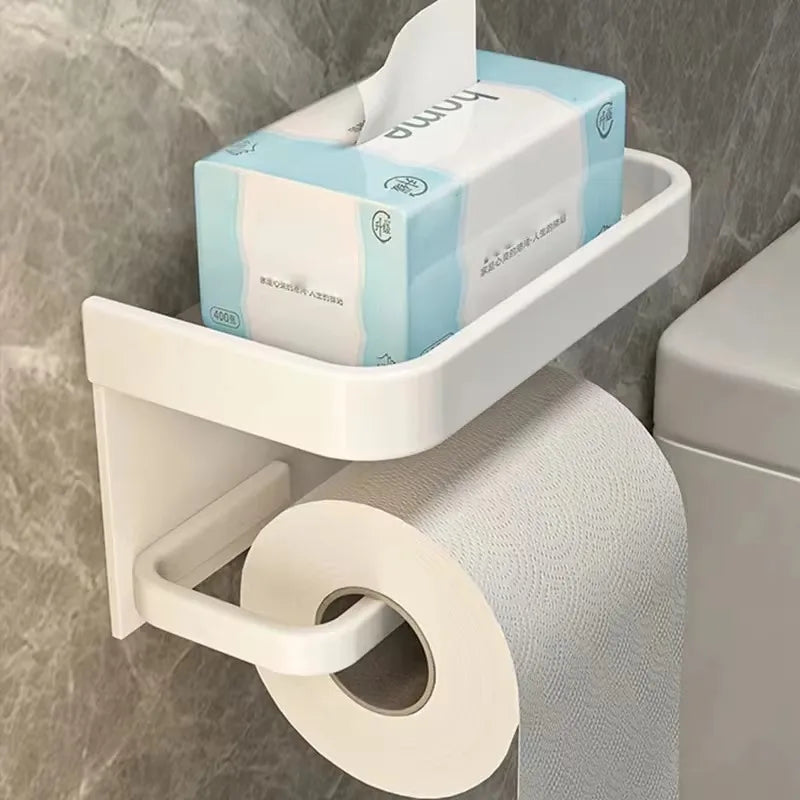 Black Gold Toilet Paper Holder Bathroom Wall Mount Multifunction WC Paper Phone Holder Shelf Towel Roll Shelf Accessories