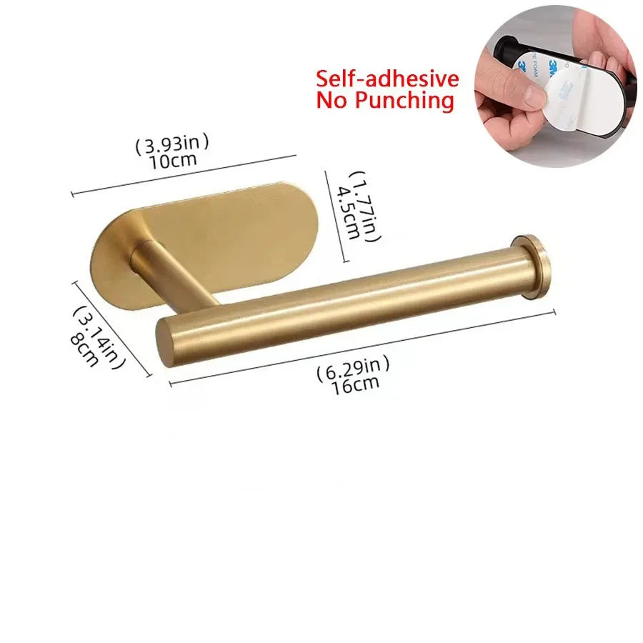 Black Gold Toilet Paper Holder Bathroom Wall Mount Multifunction WC Paper Phone Holder Shelf Towel Roll Shelf Accessories