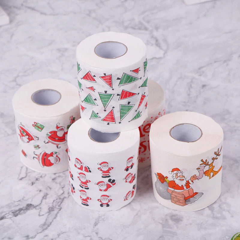 30m/roll Christmas Table Napkin Home Santa Claus Bath Toilet Roll Paper Xmas Decor Tissue Christmas Decorations New Year Gifts