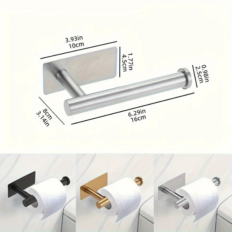 Heavy Duty Stainless Steel Toilet Paper Holder, Self-Adhesive No-Drill Wall Mount, Brushed Finish Bathroom Tissue Roll Dispenser