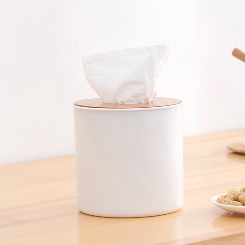 Plastic Tissue Box Wooden Lid Square Napkin Holder Container Wet Tissue Paper Dispenser Case Modern Home Car Organizer