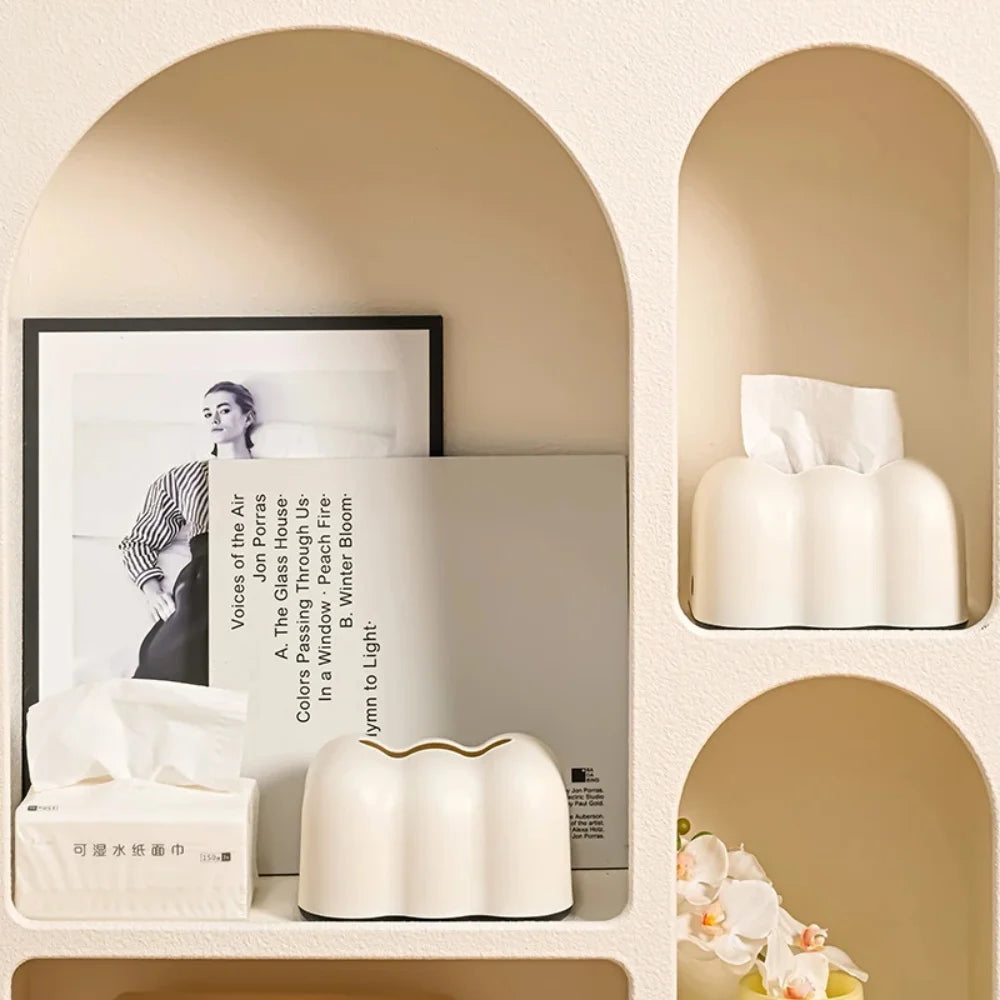 Cloud Creative Tissue Box Household Bathroom Paper Suction Box High-End Cream White Wall Mounted Paper Box
