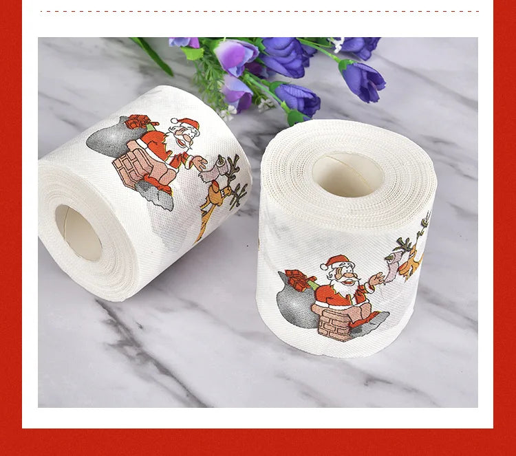 Toilet Paper Christmas Pattern Series Roll Paper Santa Claus Reindeer Hygienic Paper Creative Toilet Papers Rolls Funny Napkins
