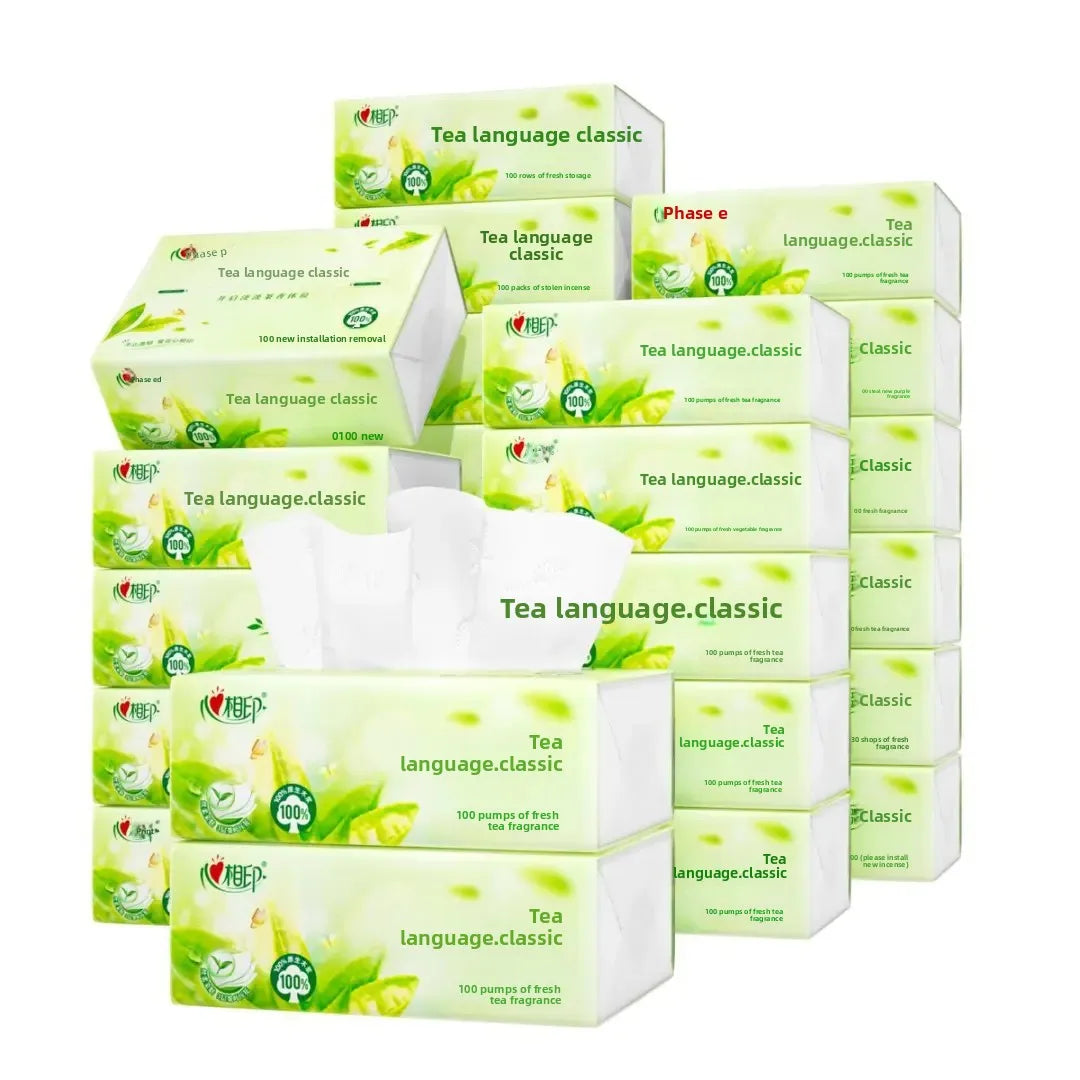 Classic Heart to Heart Tea Language 3 Layer 100 Sheets Large Pack Tissue Paper Home Use Napkins Fragrant Flexible Tissue