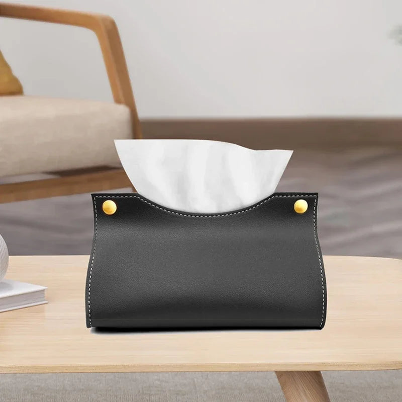 Pu Leather Tissue Box Cover Holder Car Living Room Bedroom Decoration Kitchen Desktop Nordic Home Napkin Holder Large Storage