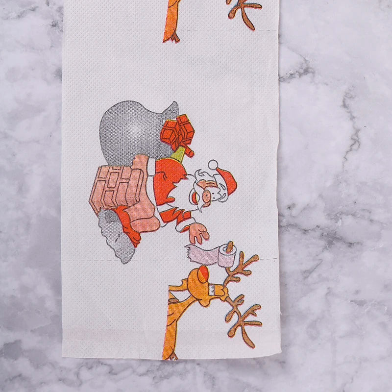Christmas Table Napkin Home Santa Claus Bath Toilet Roll Paper Xmas Decor Tissue