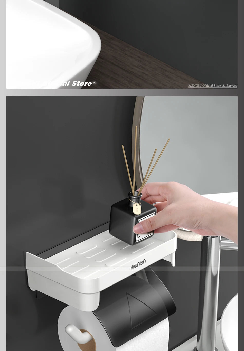 Wall Mount Toilet Paper Holder Plastic Waterproof Roll Paper Storage Rack Bathroom Tissue Organizer Shelves