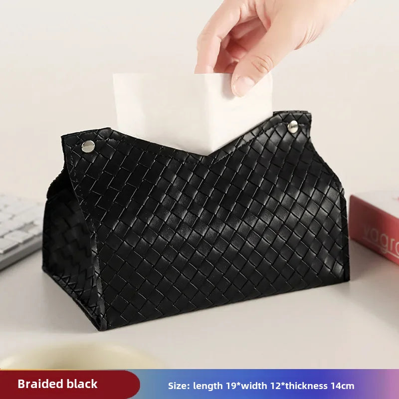 Luxury Woven Paper Towel Box Home Creative Living Room Storage Car Simple Solid Color Tissue Box Dining Room Removable Tissue