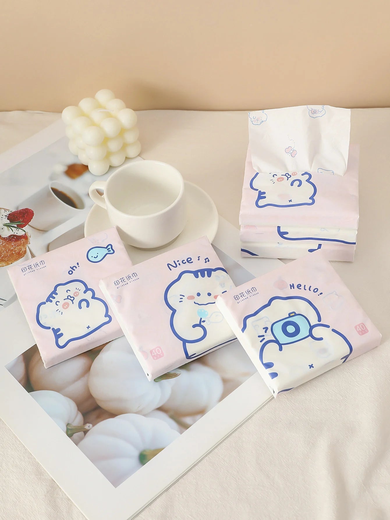 3 packs thickened cartoon printed facial tissue small pack convenient paper towels handkerchief napkins household goods