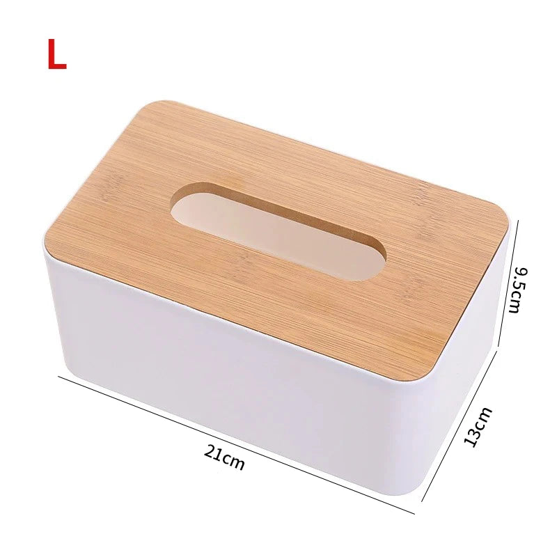 Plastic Tissue Box Wooden Lid Square Napkin Holder Container Wet Tissue Paper Dispenser Case Modern Home Car Organizer