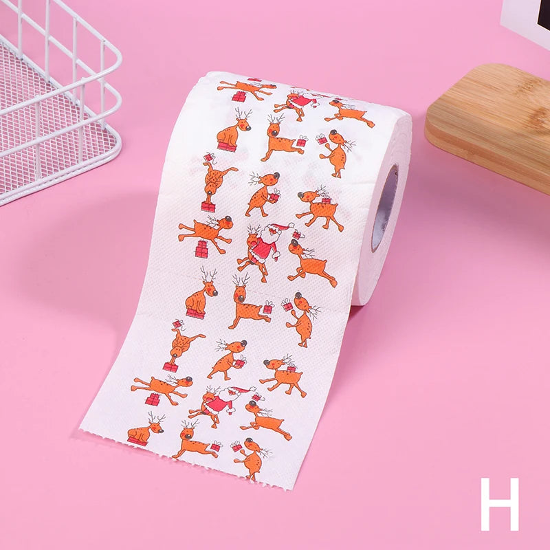 Creative Cartoon Toilet Paper Christmas Pattern Series Roll Paper Santa Claus Reindeer Hygienic Paper Rolls Funny Napkins