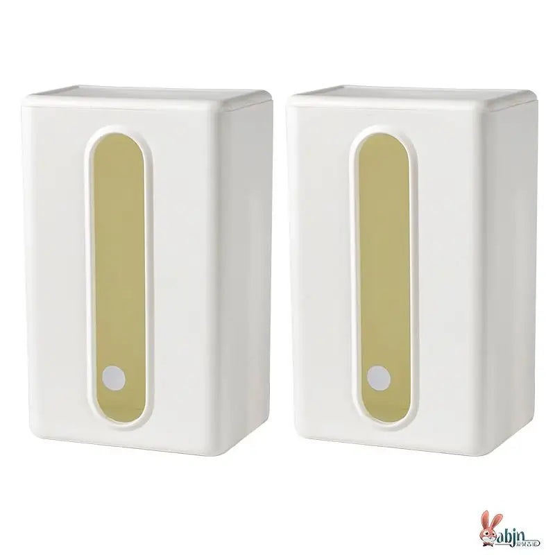 Wall-Mounted Tissue Box Kitchen Home Use Napkin Holder Storage Box Drop-In No-Punching Required Simple Rectangular Plastic De...