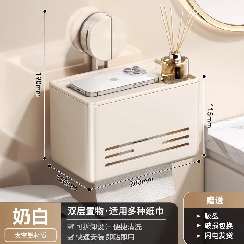 Suction cup, toilet tissue box, bathroom living room drawer box, toilet paper box, face towel storage box, wall hanging