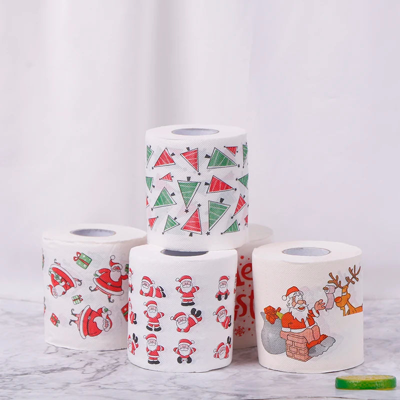 Christmas Table Napkin Home Santa Claus Bath Toilet Roll Paper Xmas Decor Tissue