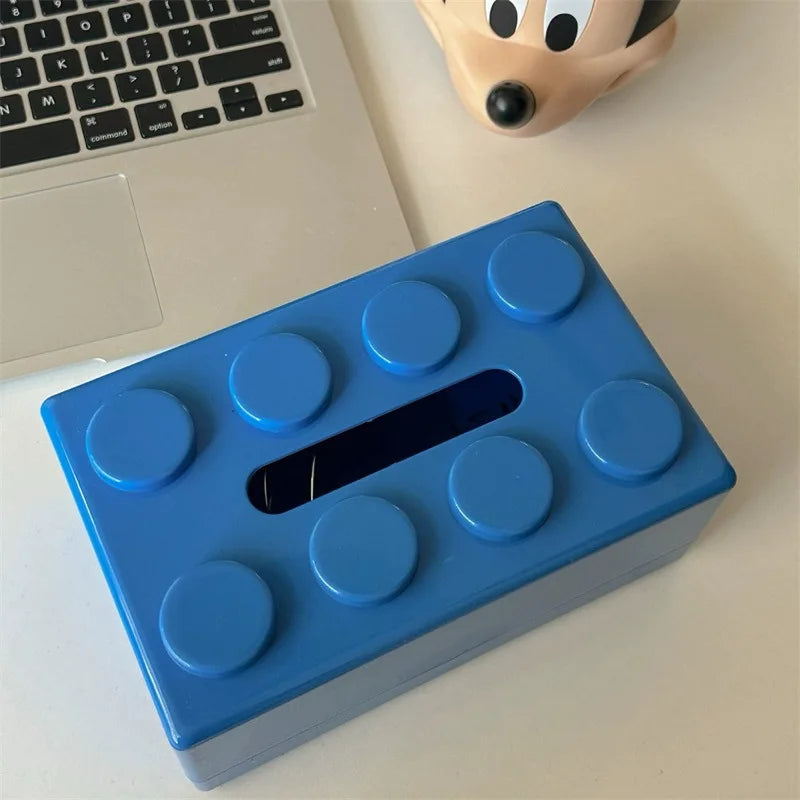 1pc Building Block Style Tissue Box, Multifunctional Plastic Organizer Suitable for Kitchen, Bathroom,Living Room,Bright Colors