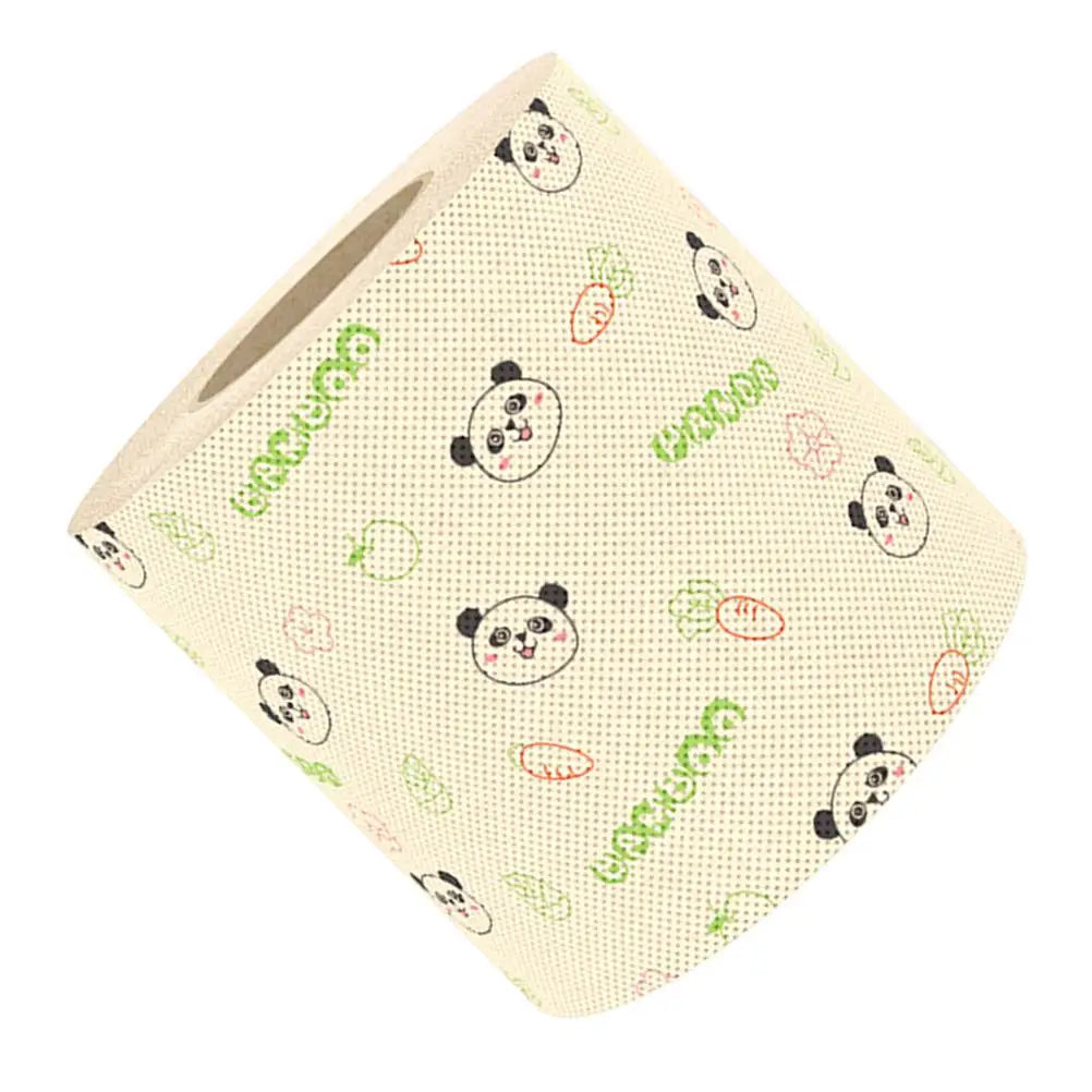 Panda Print Bamboo Pulp Toilet Paper Soft Patterned Bathroom Hand Towels Long Lasting Designs Versatile Use