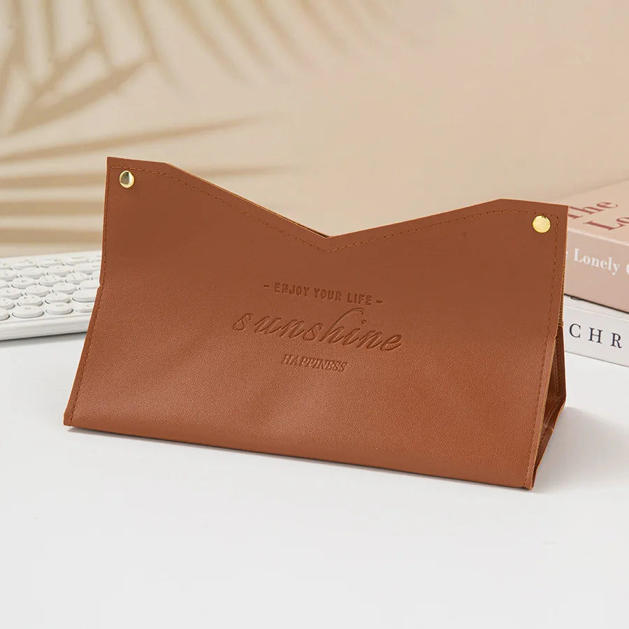 Tissue Box Holder Home Living Room Coffee Table Desktop Simple Napkin Box Kitchen Storage Paper Box PU Leather Organizers