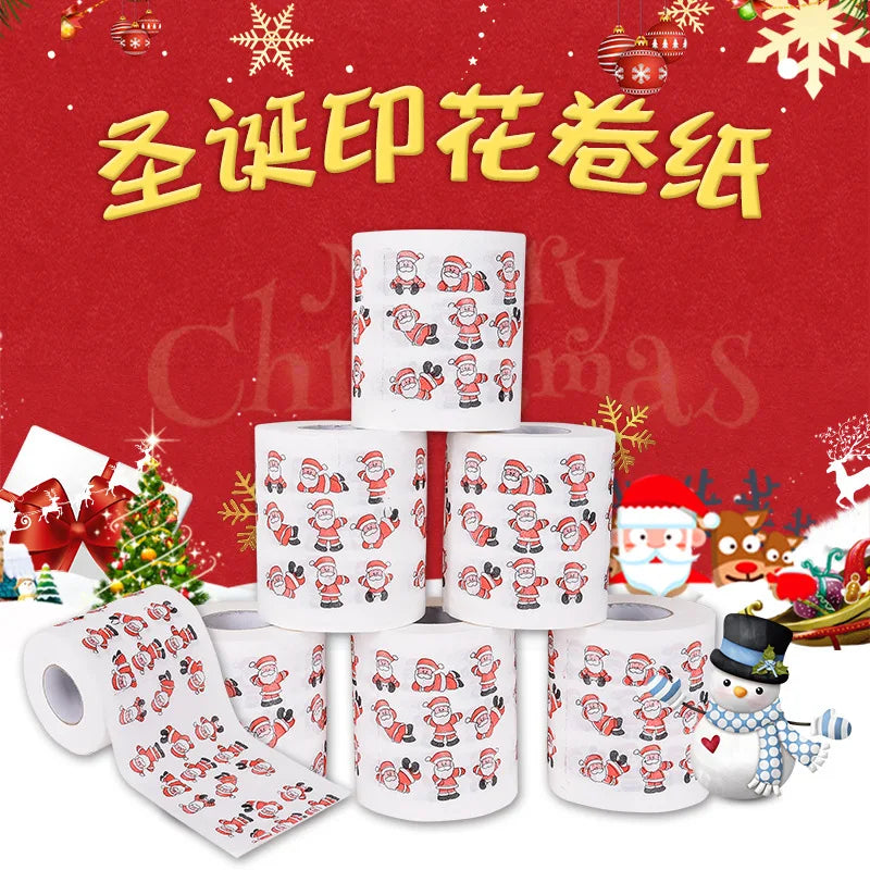 Toilet Paper Christmas Pattern Series Roll Paper Santa Claus Reindeer Hygienic Paper Creative Toilet Papers Rolls Funny Napkins