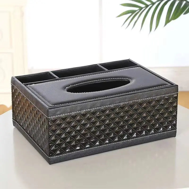 European Sle Creative Leather Wallpaper Multi-Function Tissue Box Living Room Coffee Table Remote Control Storage Basket