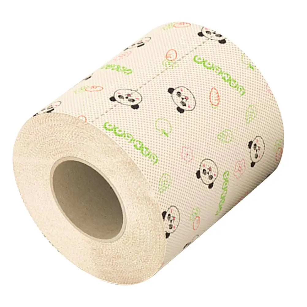 Panda Print Bamboo Pulp Toilet Paper Soft Patterned Bathroom Hand Towels Long Lasting Designs Versatile Use