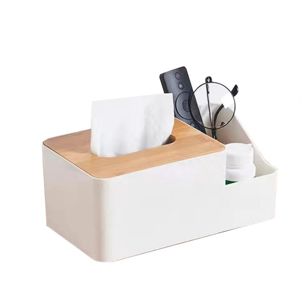 Plastic Tissue Box Wooden Lid Square Napkin Holder Container Wet Tissue Paper Dispenser Case Modern Home Car Organizer