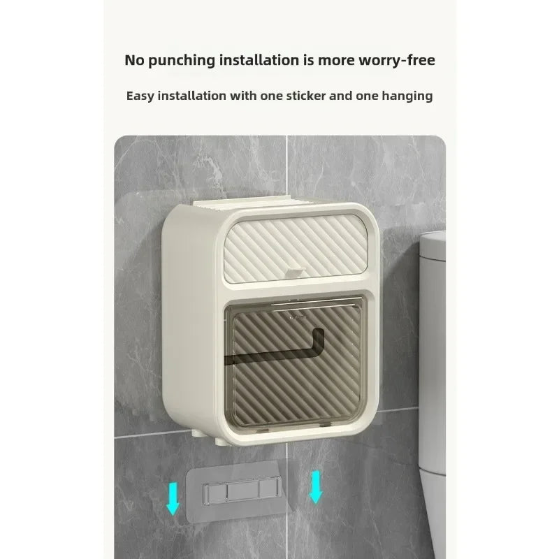 New HOT Toilet toilet carton Wall-mounted tissue box No punching Waterproof toilet paper Roll paper rack