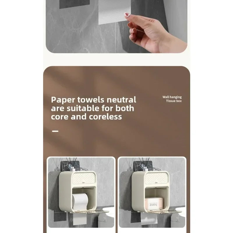 New HOT Toilet toilet carton Wall-mounted tissue box No punching Waterproof toilet paper Roll paper rack