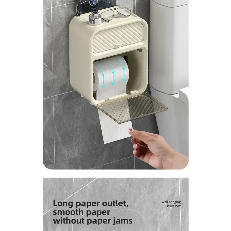 New HOT Toilet toilet carton Wall-mounted tissue box No punching Waterproof toilet paper Roll paper rack