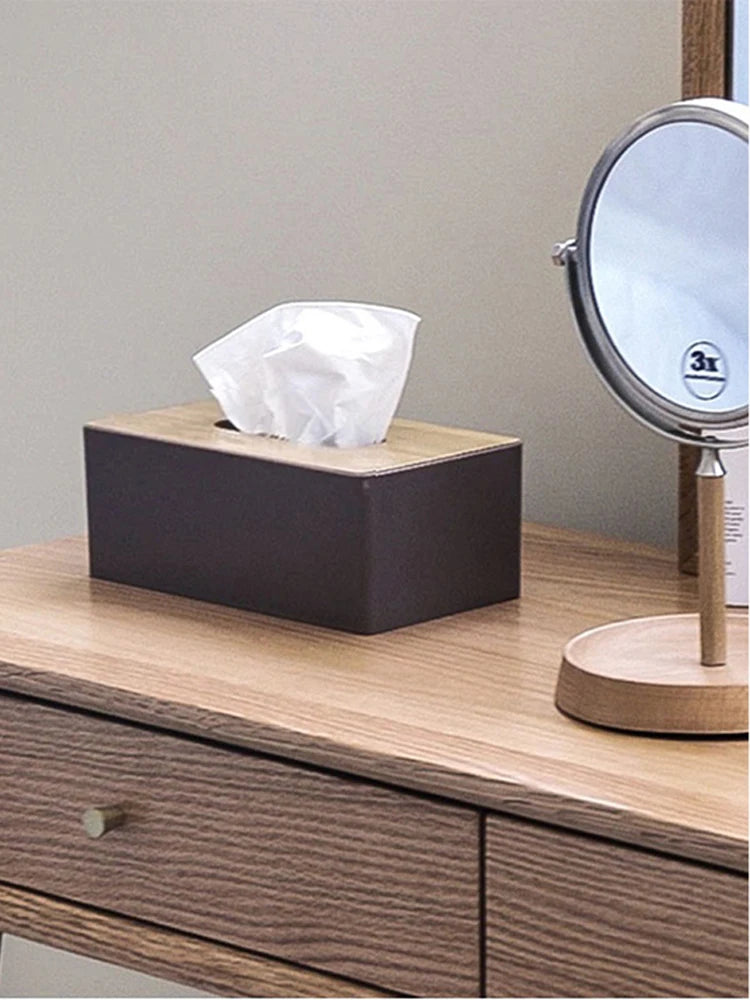 Tissue Box Table Napkin Rings Tissue Case Paper Box Container Bamboo Cover Solid Wood Storage Box Home Tissue Box Holder
