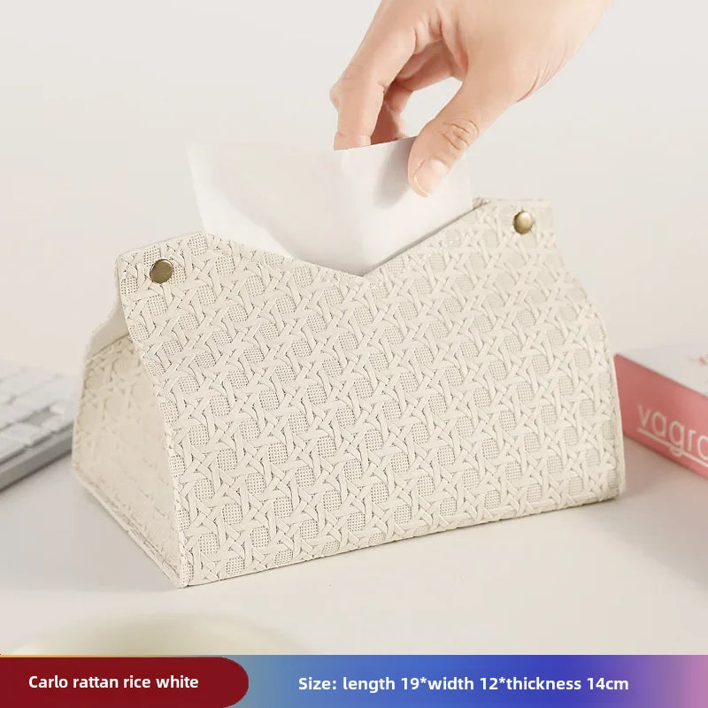 Luxury Woven Paper Towel Box Home Creative Living Room Storage Car Simple Solid Color Tissue Box Dining Room Removable Tissue