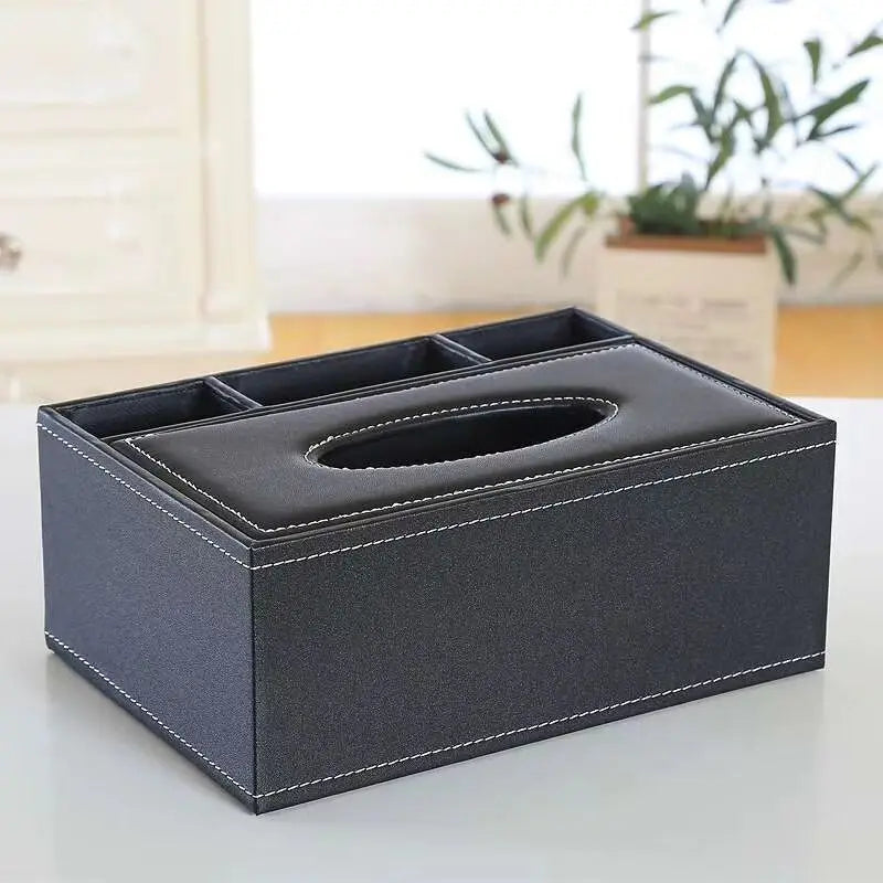 European Sle Creative Leather Wallpaper Multi-Function Tissue Box Living Room Coffee Table Remote Control Storage Basket