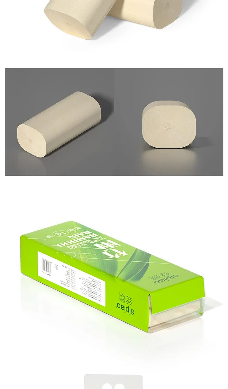 Upgraded Bamboo Rain Silk Drifting 14 Rolls 830g Natural Color Toilet Paper Household Handkerchiefs Bathroom Tissue