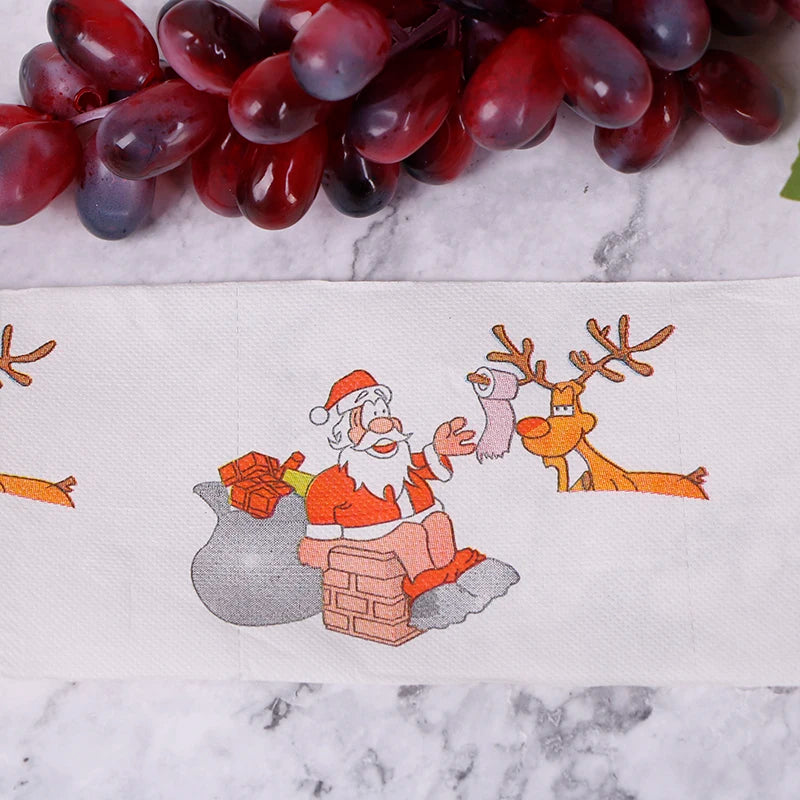 Christmas Table Napkin Home Santa Claus Bath Toilet Roll Paper Xmas Decor Tissue