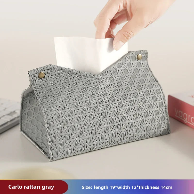 Luxury Woven Paper Towel Box Home Creative Living Room Storage Car Simple Solid Color Tissue Box Dining Room Removable Tissue