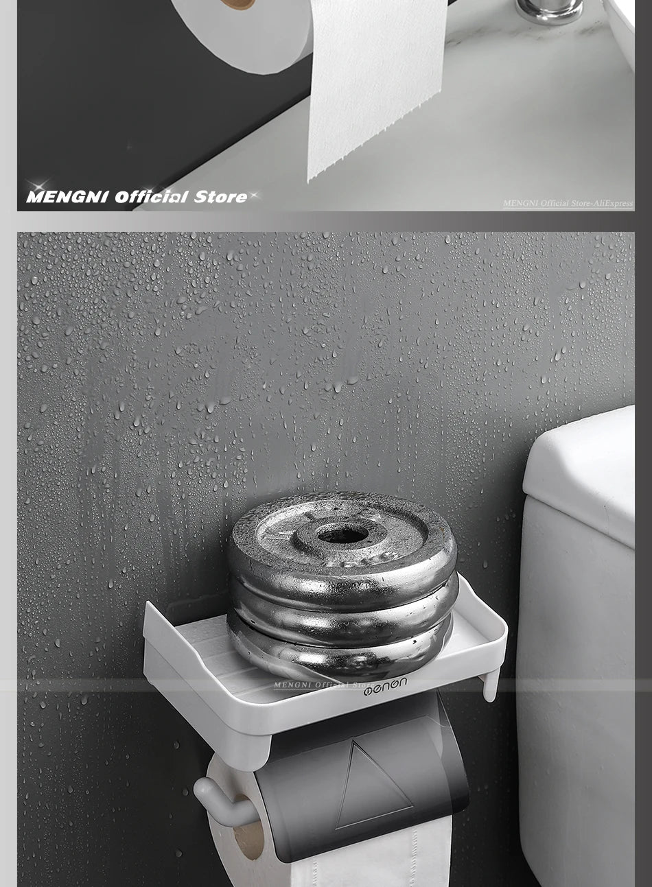 Wall Mount Toilet Paper Holder Plastic Waterproof Roll Paper Storage Rack Bathroom Tissue Organizer Shelves