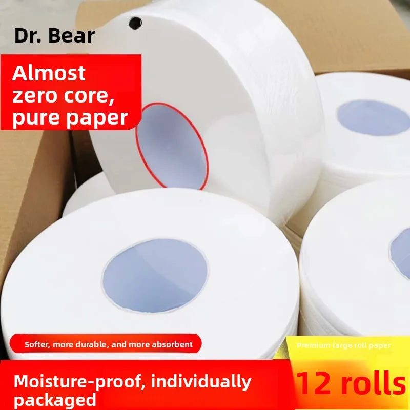 Doctor Bear 2 Rolls Large Toilet Paper Hotel Commercial Batoom Paper Home Use round Disk Toilet Paper Whole Box Bulk Pa