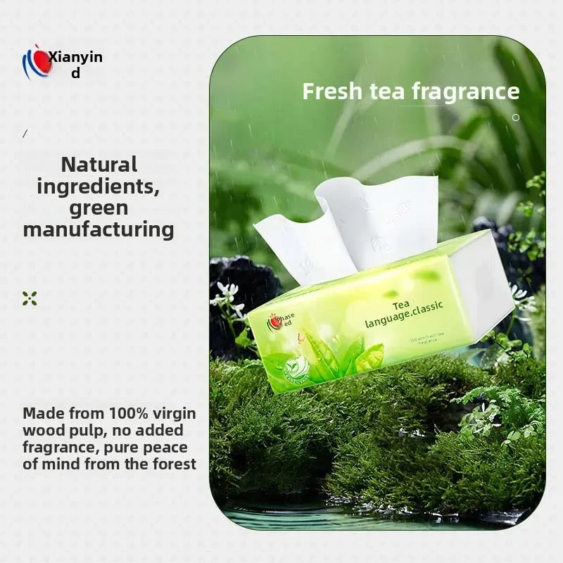 Classic Heart to Heart Tea Language 3 Layer 100 Sheets Large Pack Tissue Paper Home Use Napkins Fragrant Flexible Tissue