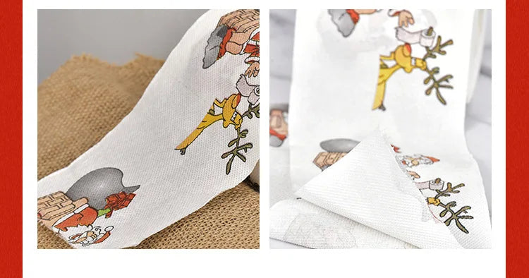 Toilet Paper Christmas Pattern Series Roll Paper Santa Claus Reindeer Hygienic Paper Creative Toilet Papers Rolls Funny Napkins