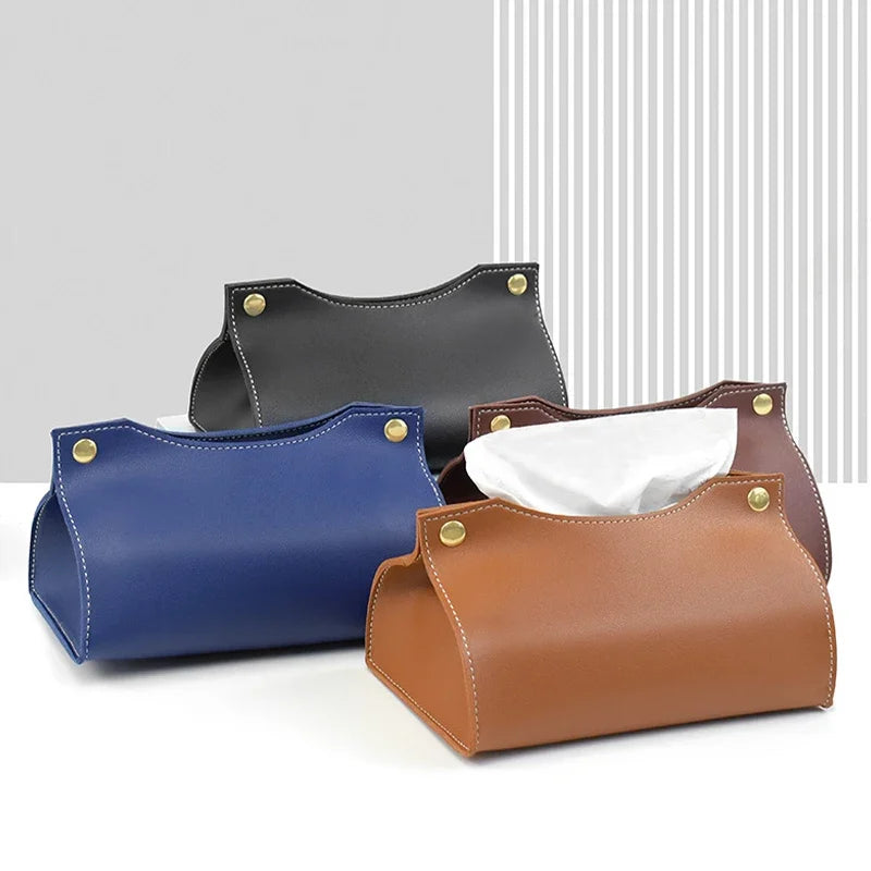 Pu Leather Tissue Box Cover Holder Car Living Room Bedroom Decoration Kitchen Desktop Nordic Home Napkin Holder Large Storage