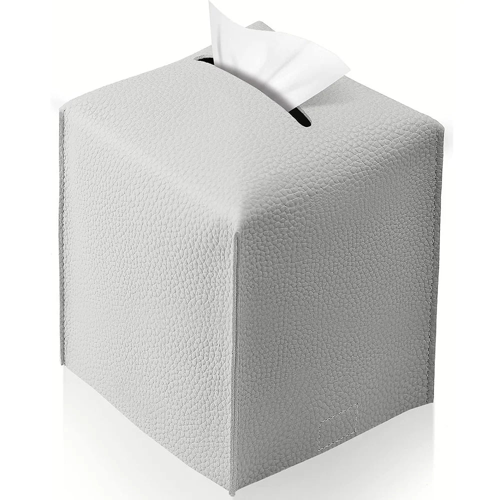 Modern PU Leather Square Tissue Box Cover Holder-Decorative Holder/Organizer for Bathroom Vanity Countertop, Night Stands,Office