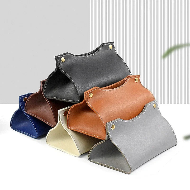 Pu Leather Tissue Box Cover Holder Car Living Room Bedroom Decoration Kitchen Desktop Nordic Home Napkin Holder Large Storage