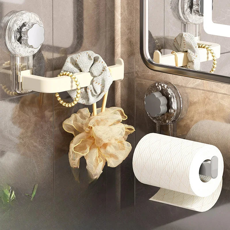 Wall-Mounted Toilet Paper Holder with Suction Cup - Self-Adhesive, No-Drill Installation,  Multipurpose Tissue Roll