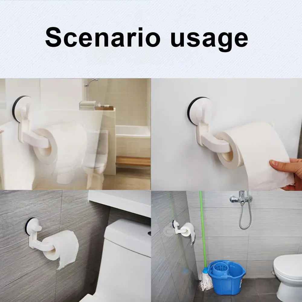 Toilet Paper Holder Suction Multi-Purpose Suction Toilet Paper Bracket Stick-On Bathroom Tissue Holder with Thickened Design