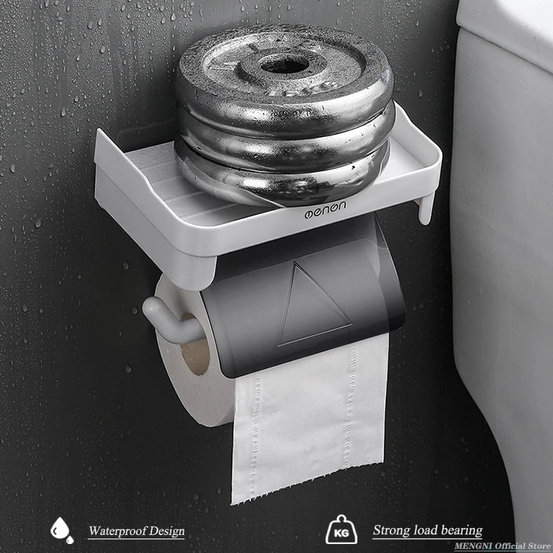 Wall Mount Toilet Paper Holder Plastic Waterproof Roll Paper Storage Rack Bathroom Tissue Organizer Shelves