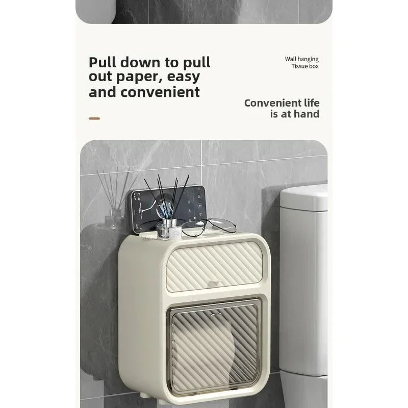 New HOT Toilet toilet carton Wall-mounted tissue box No punching Waterproof toilet paper Roll paper rack