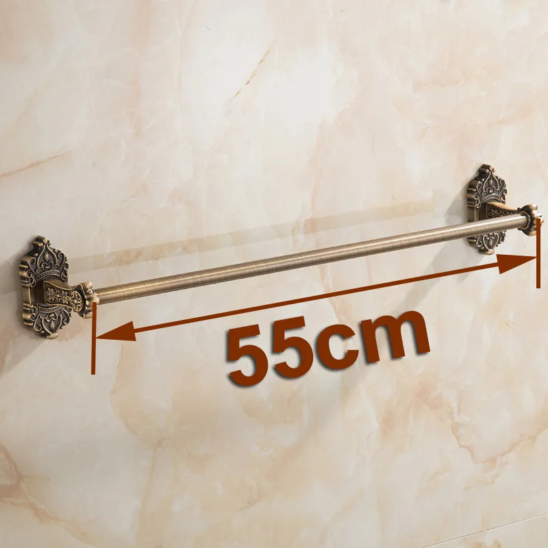 Antique Solid Aluminum Bathroom Hardware Set, Wall Mounted Towel Bar & Soap Basket & Toilet Paper Holder & Robe Hook