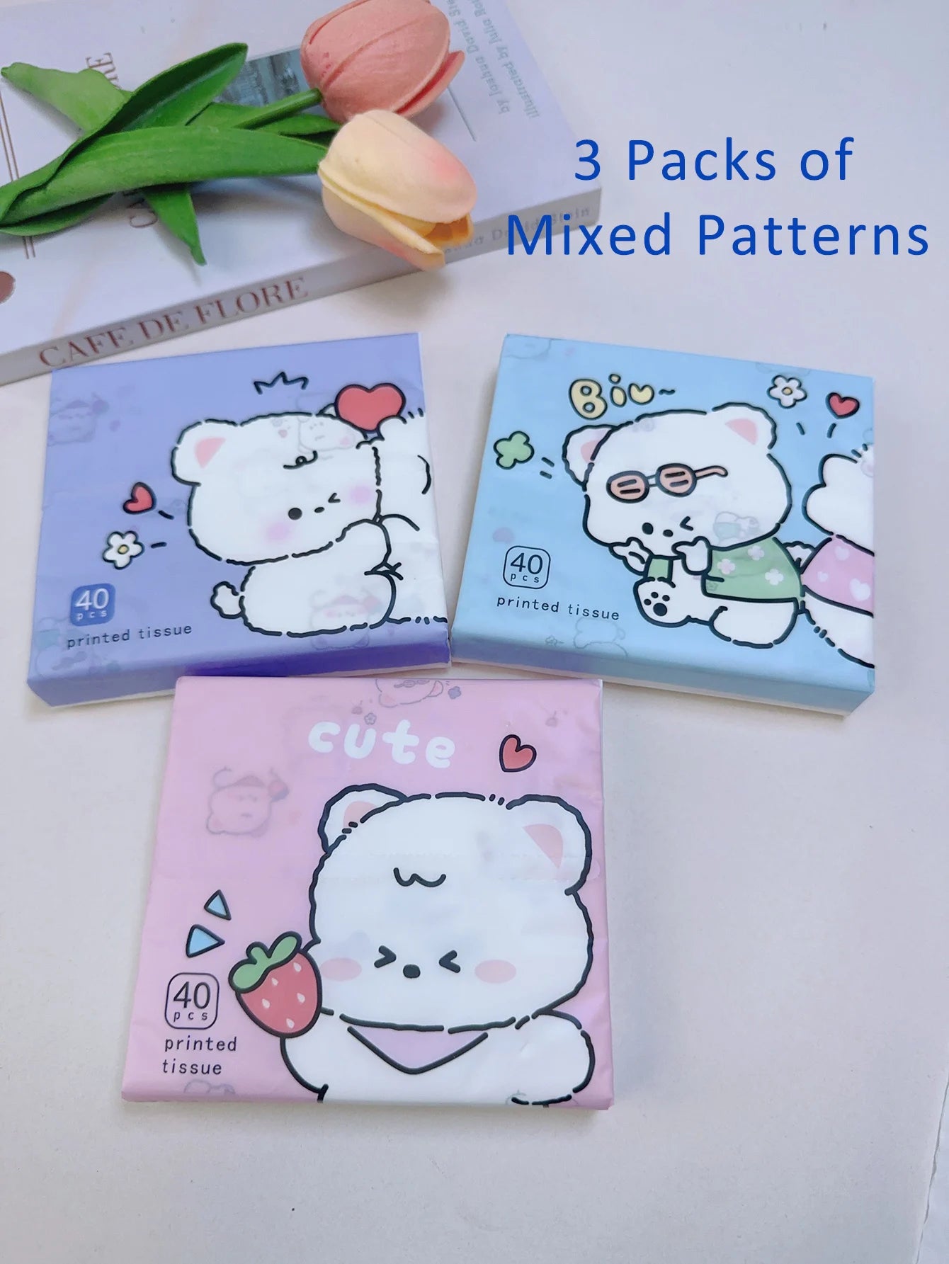 3 packs thickened cartoon printed facial tissue small pack convenient paper towels handkerchief napkins household goods