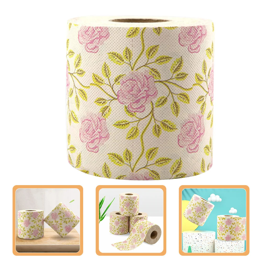 Printed Bamboo Pulp Paper Rose Pattern Creative Toilet Tissue Decorative Toilet Roll Sanitary Paper Bathroom Supplies