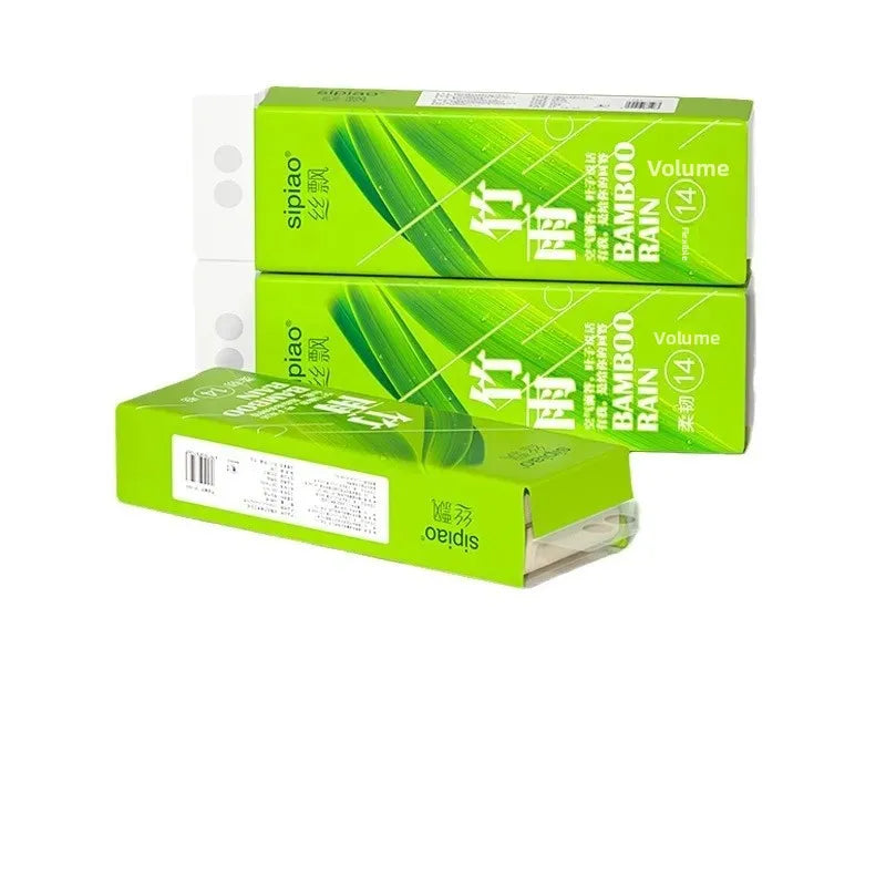 Upgraded Bamboo Rain Silk Drifting 14 Rolls 830g Natural Color Toilet Paper Household Handkerchiefs Bathroom Tissue