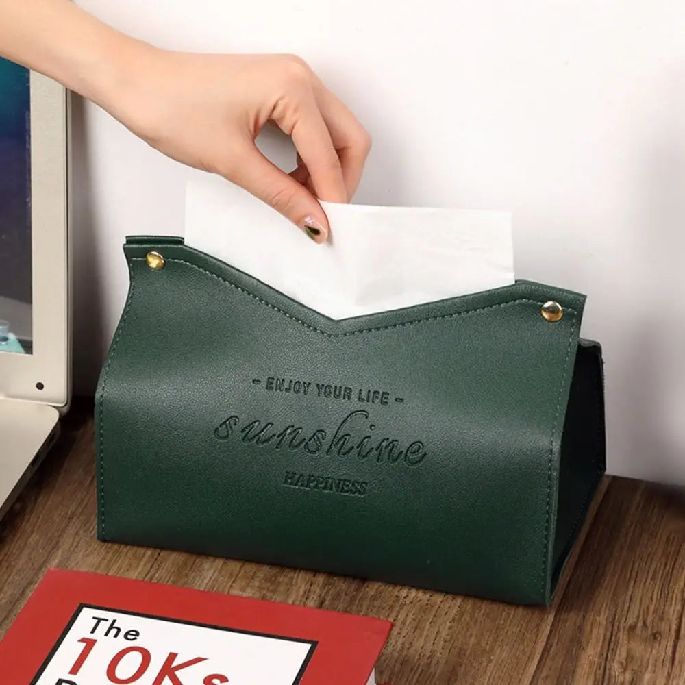 Tissue Box Holder Home Living Room Coffee Table Desktop Simple Napkin Box Kitchen Storage Paper Box PU Leather Organizers